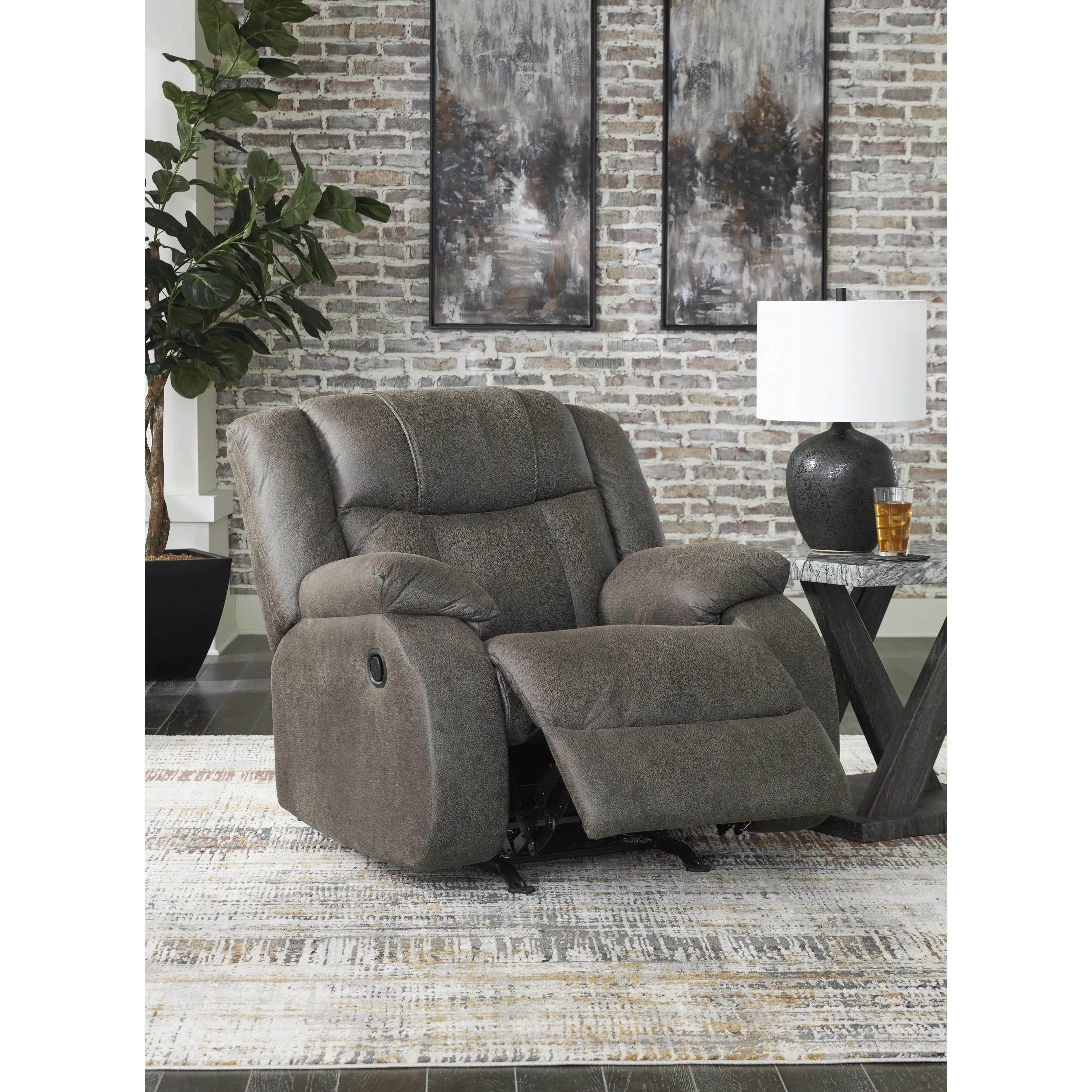 Signature Design by Ashley First Base Rocker Leather Look Recliner 6880425