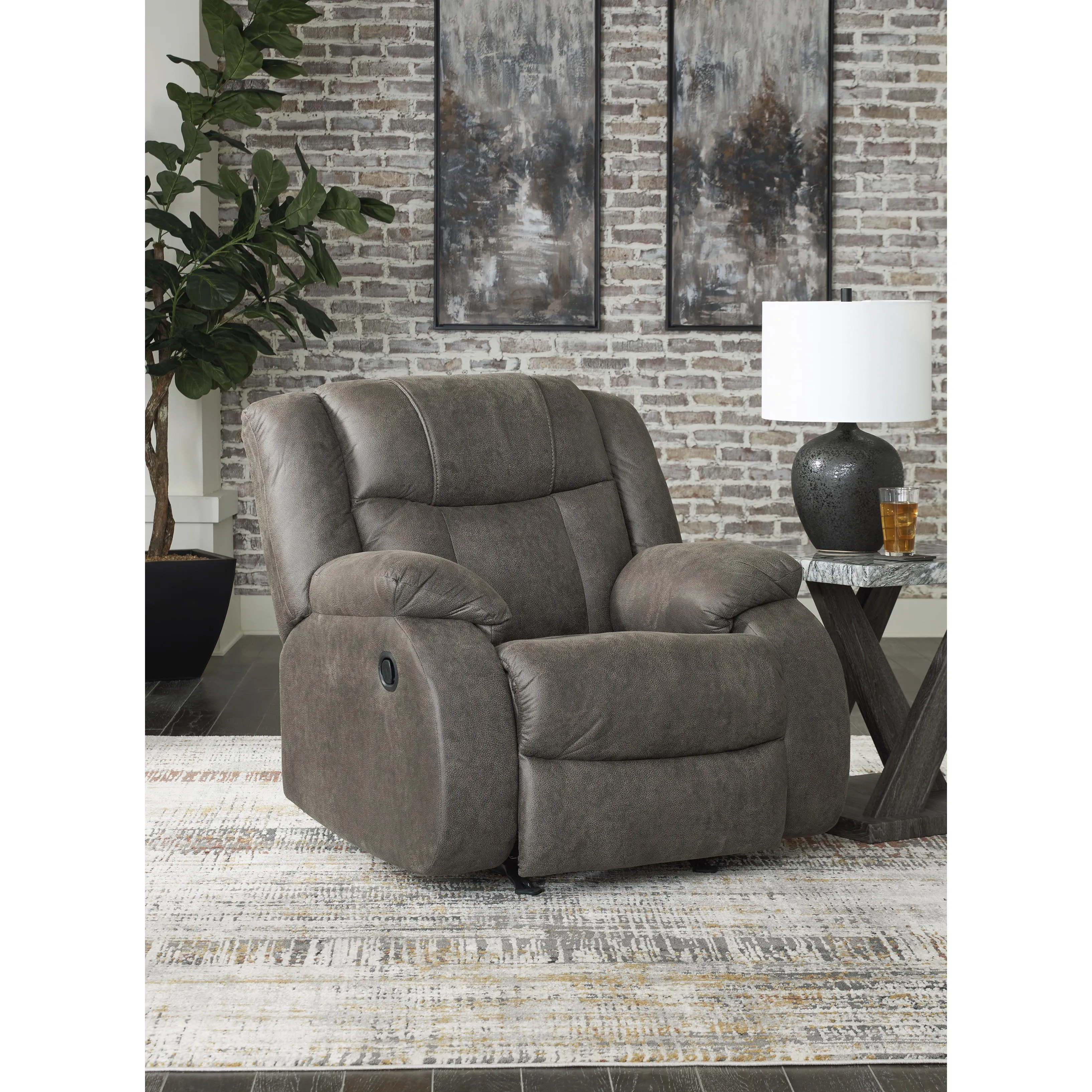 Signature Design by Ashley First Base Rocker Leather Look Recliner 6880425