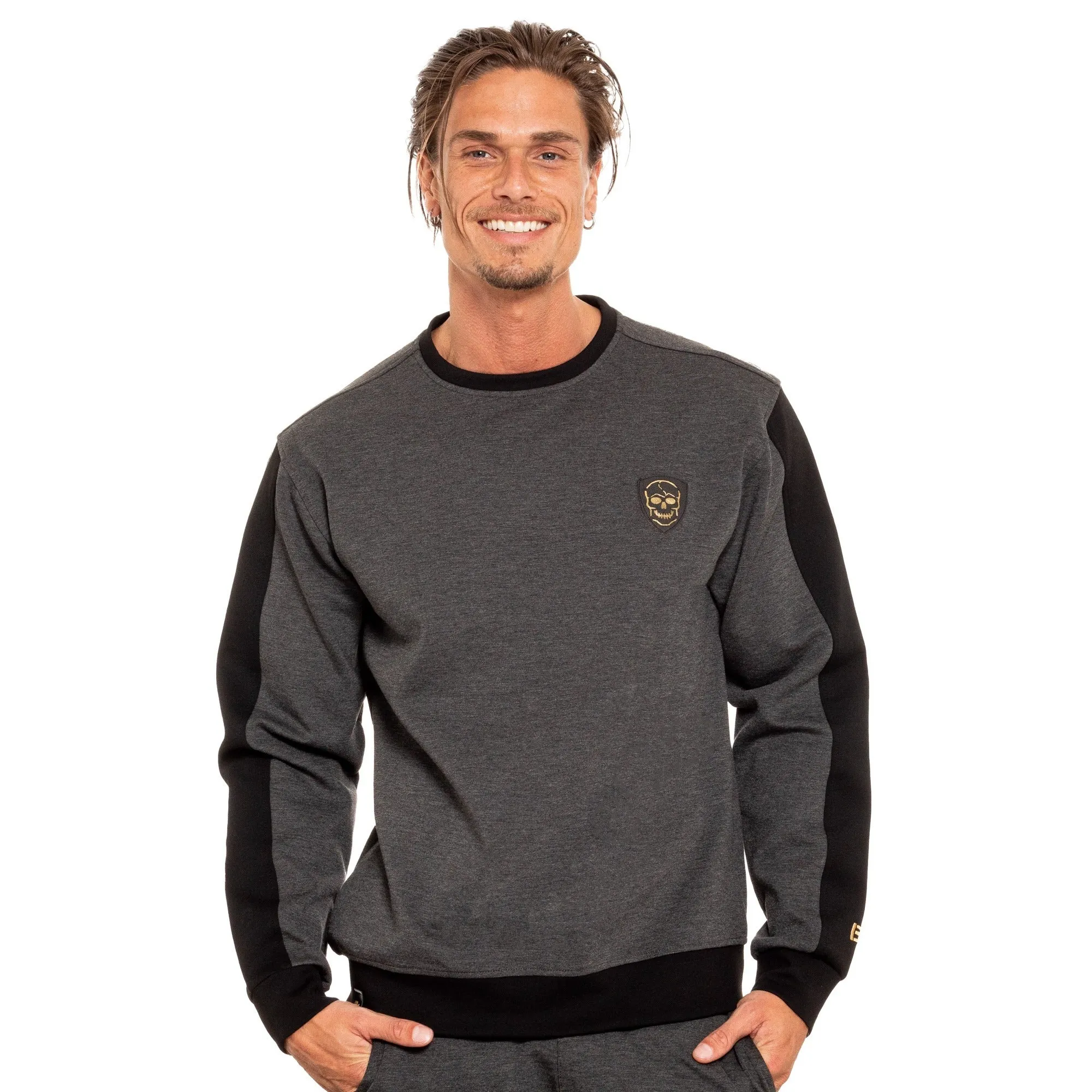 Skull Crewneck Pullover Sweatshirt - Grey