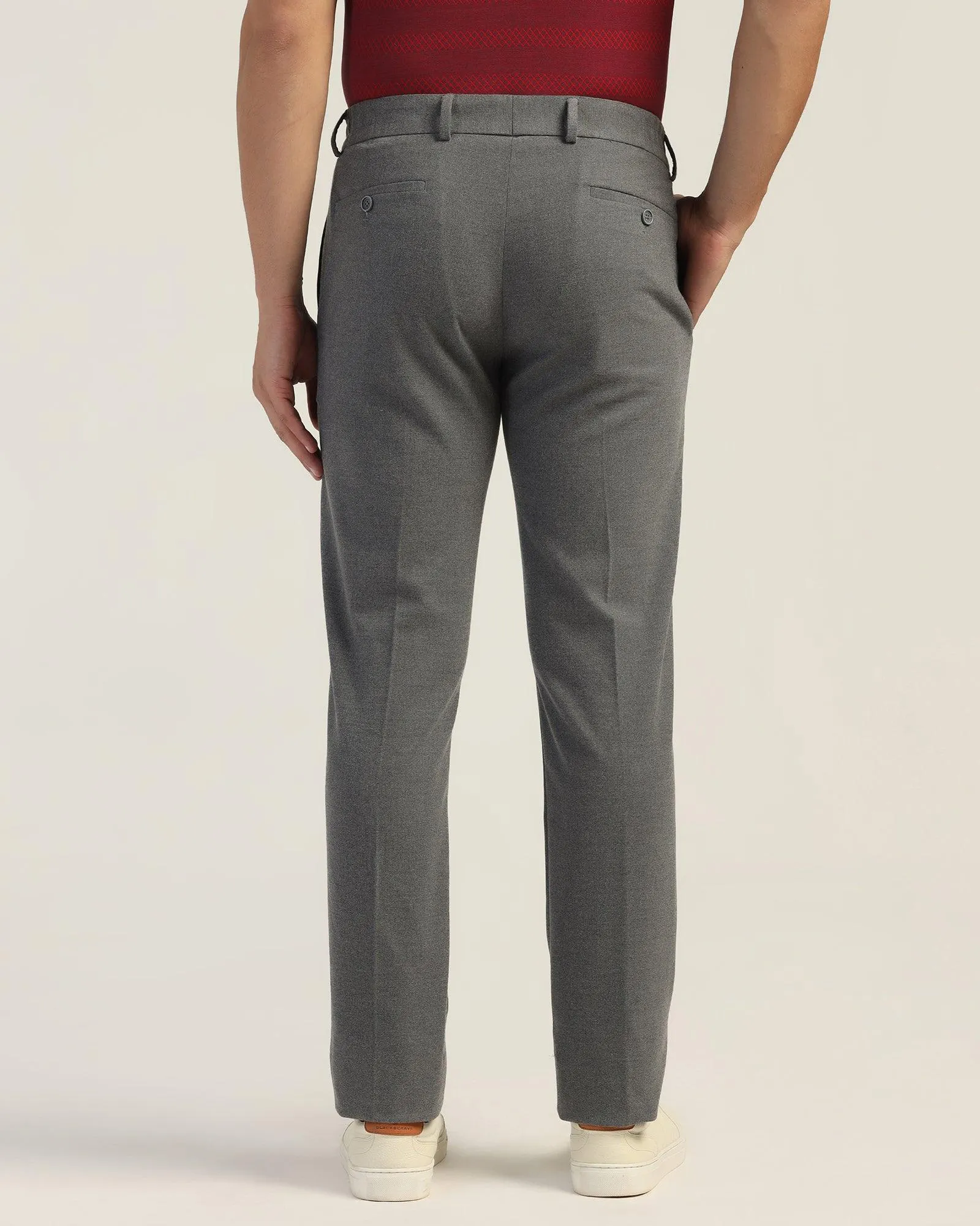 Slim Comfort B-95 Formal Grey Solid Trouser - Thunderbird