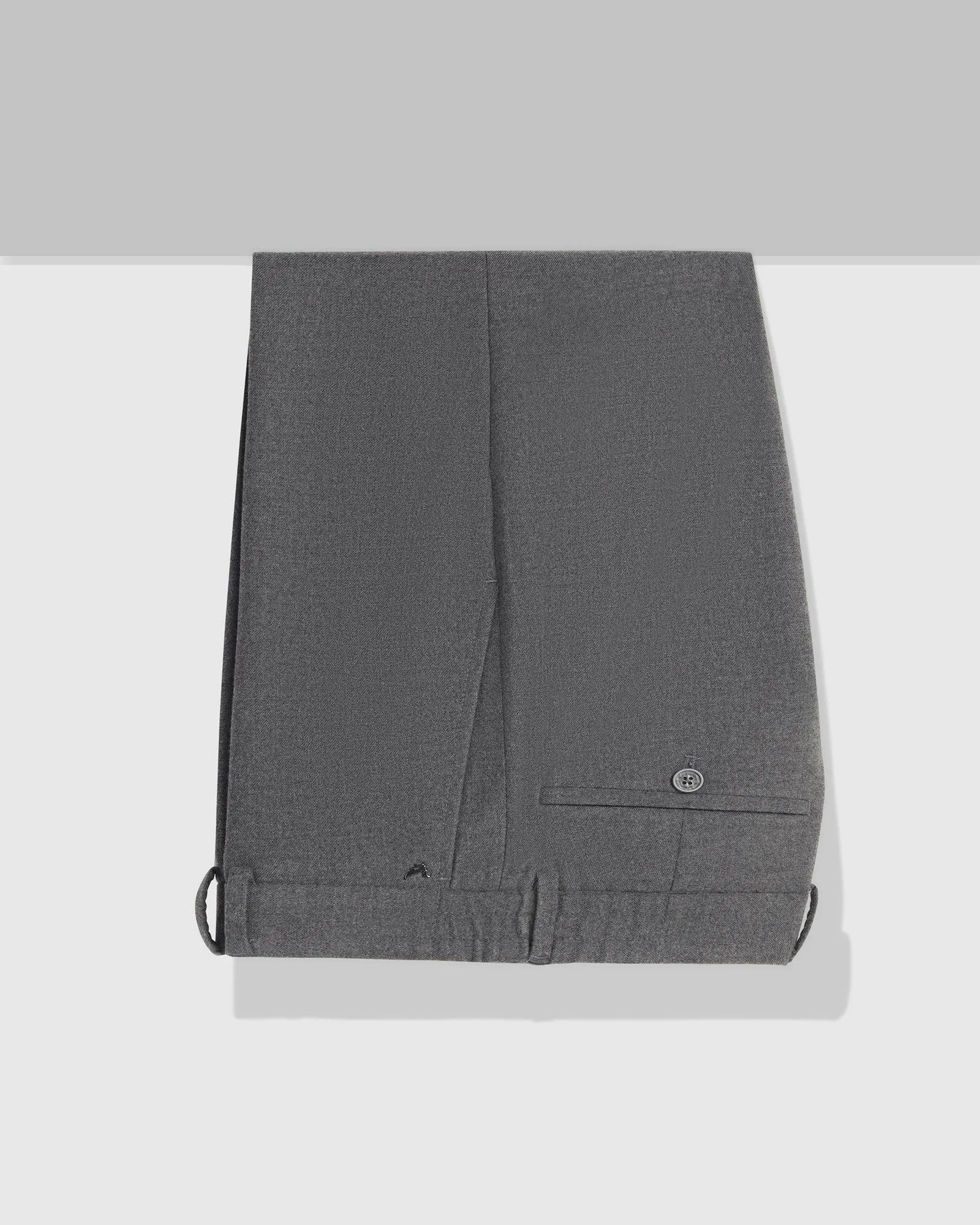 Slim Comfort B-95 Formal Grey Solid Trouser - Thunderbird