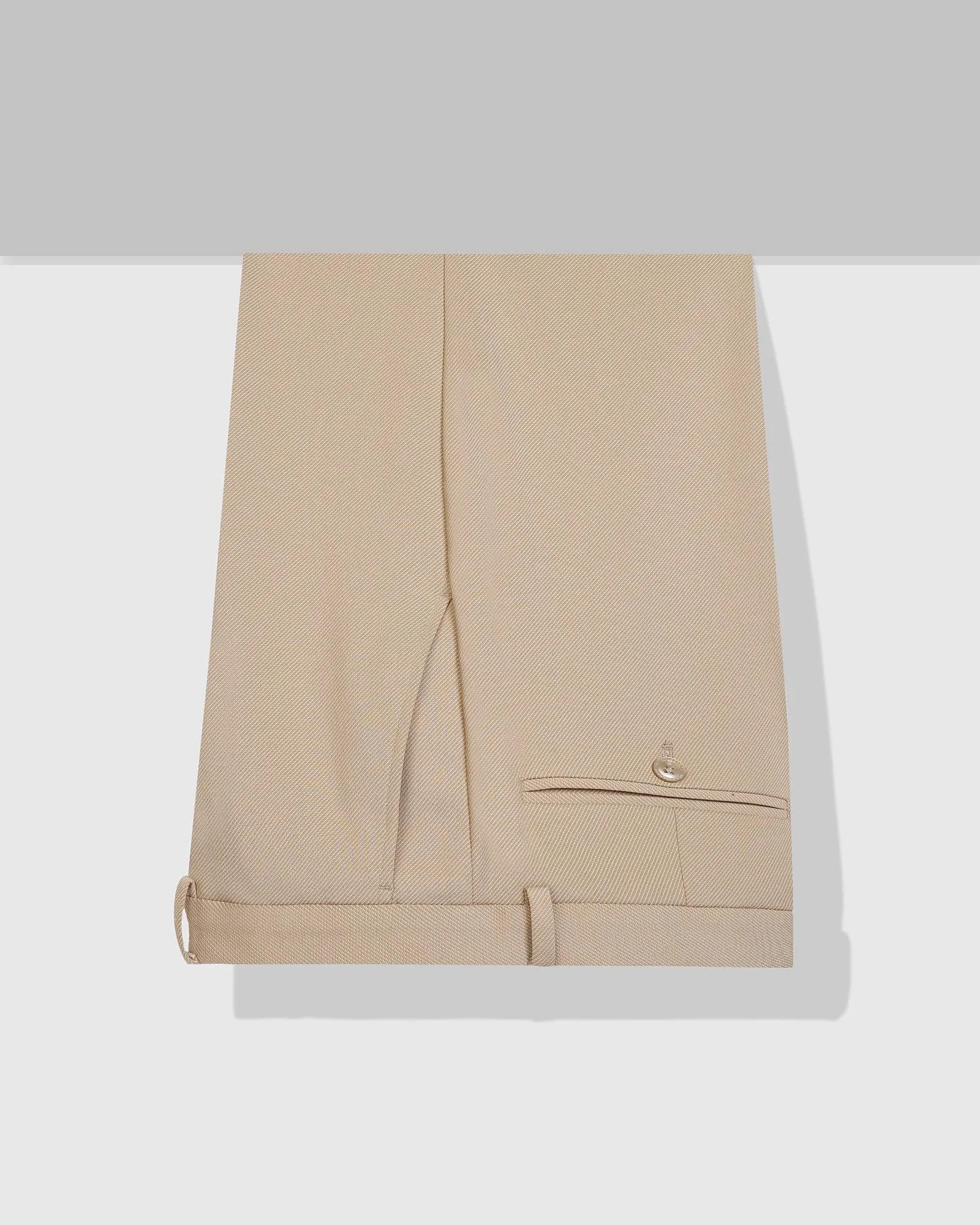 Slim Fit B-91 Formal Beige Textured Trouser - Ace