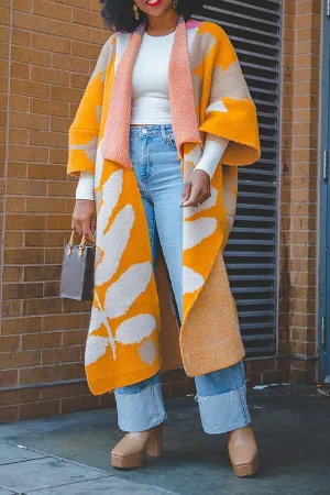 Stylish Color Block Side Split Cardigan