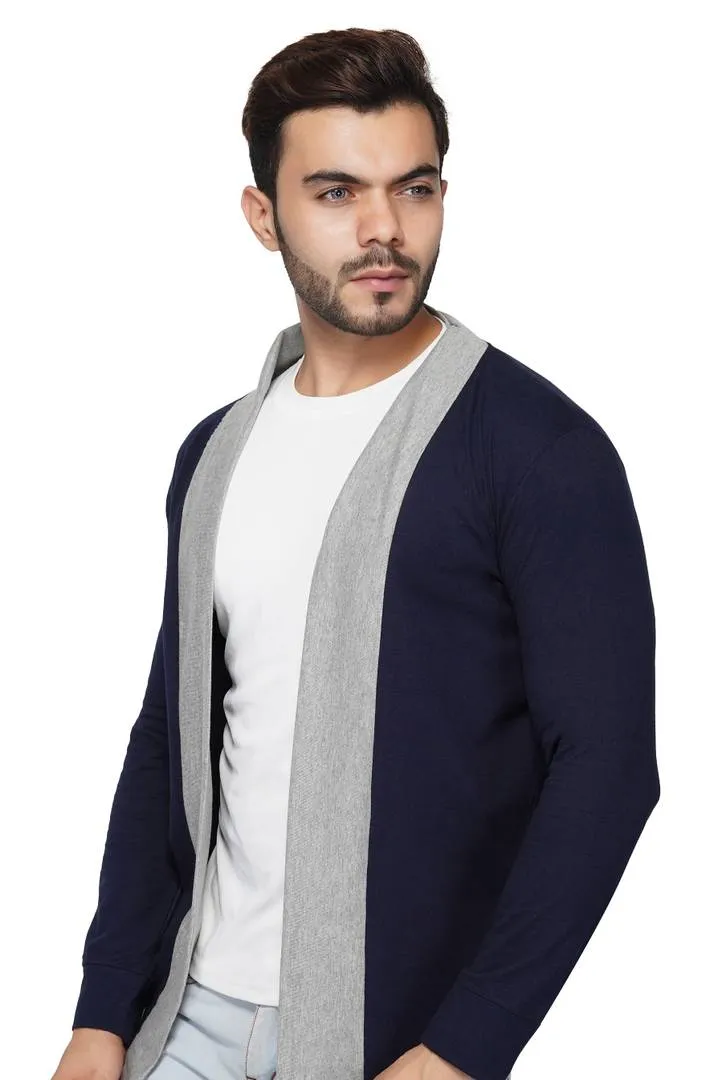 Stylish Full Sleeve Blue & Grey Shrug For Men