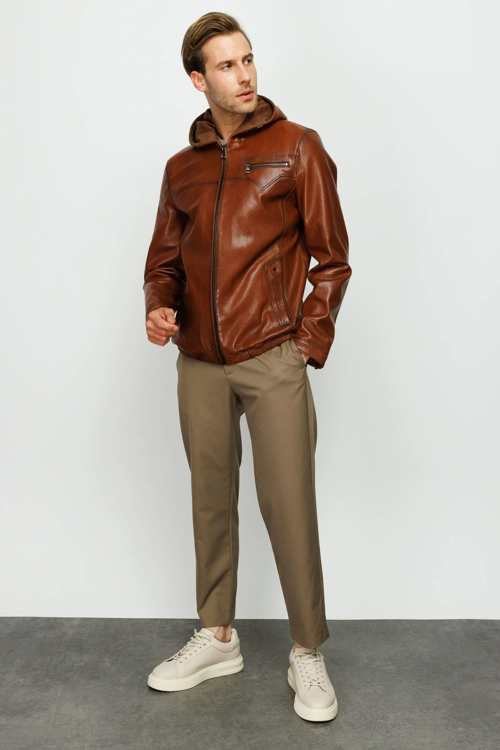 The Byron Ribi Brown Leather Men Jacket