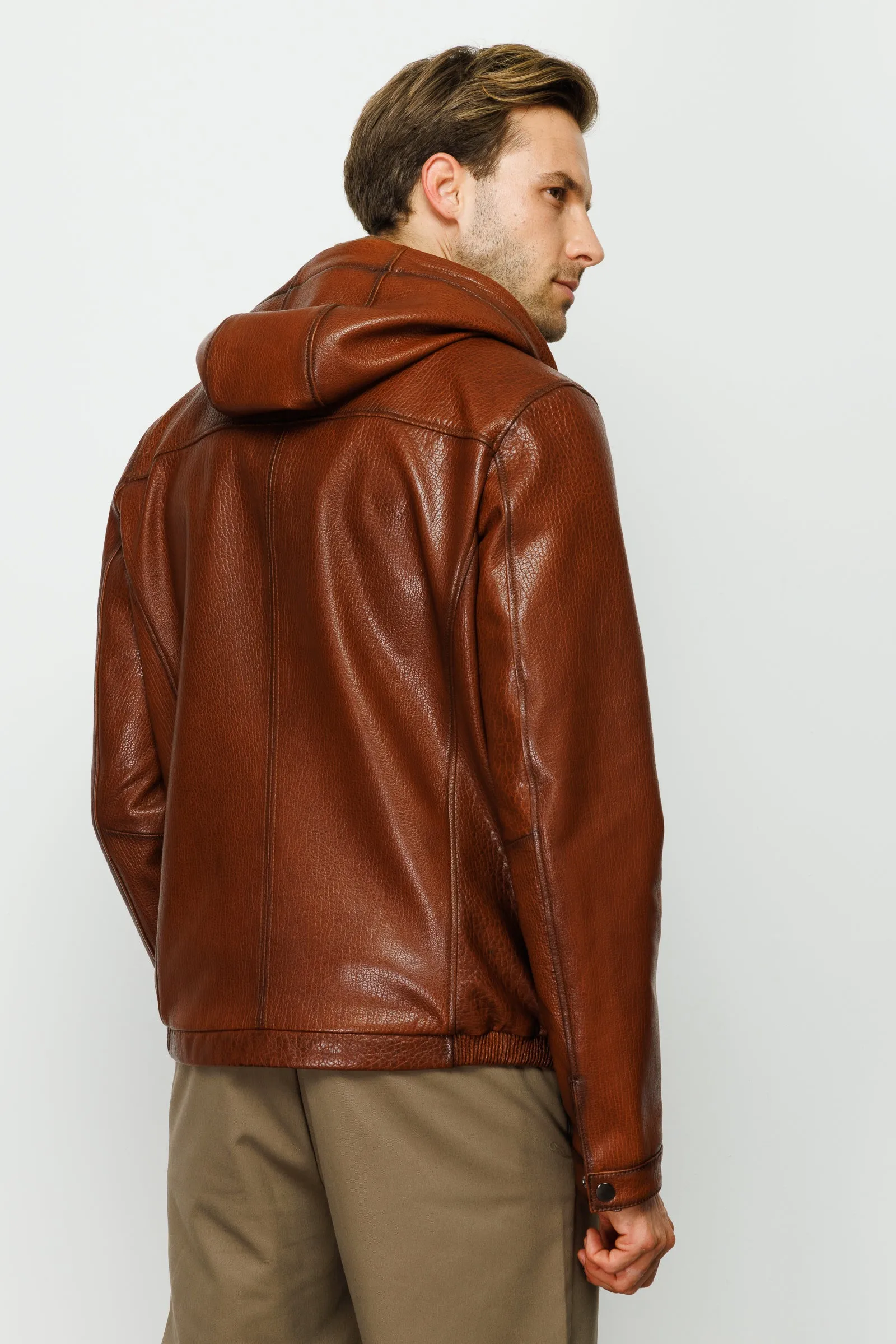 The Byron Ribi Brown Leather Men Jacket