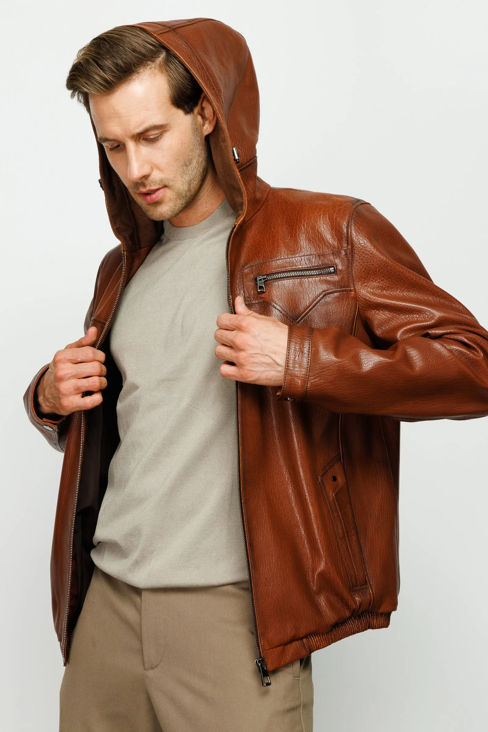 The Byron Ribi Brown Leather Men Jacket