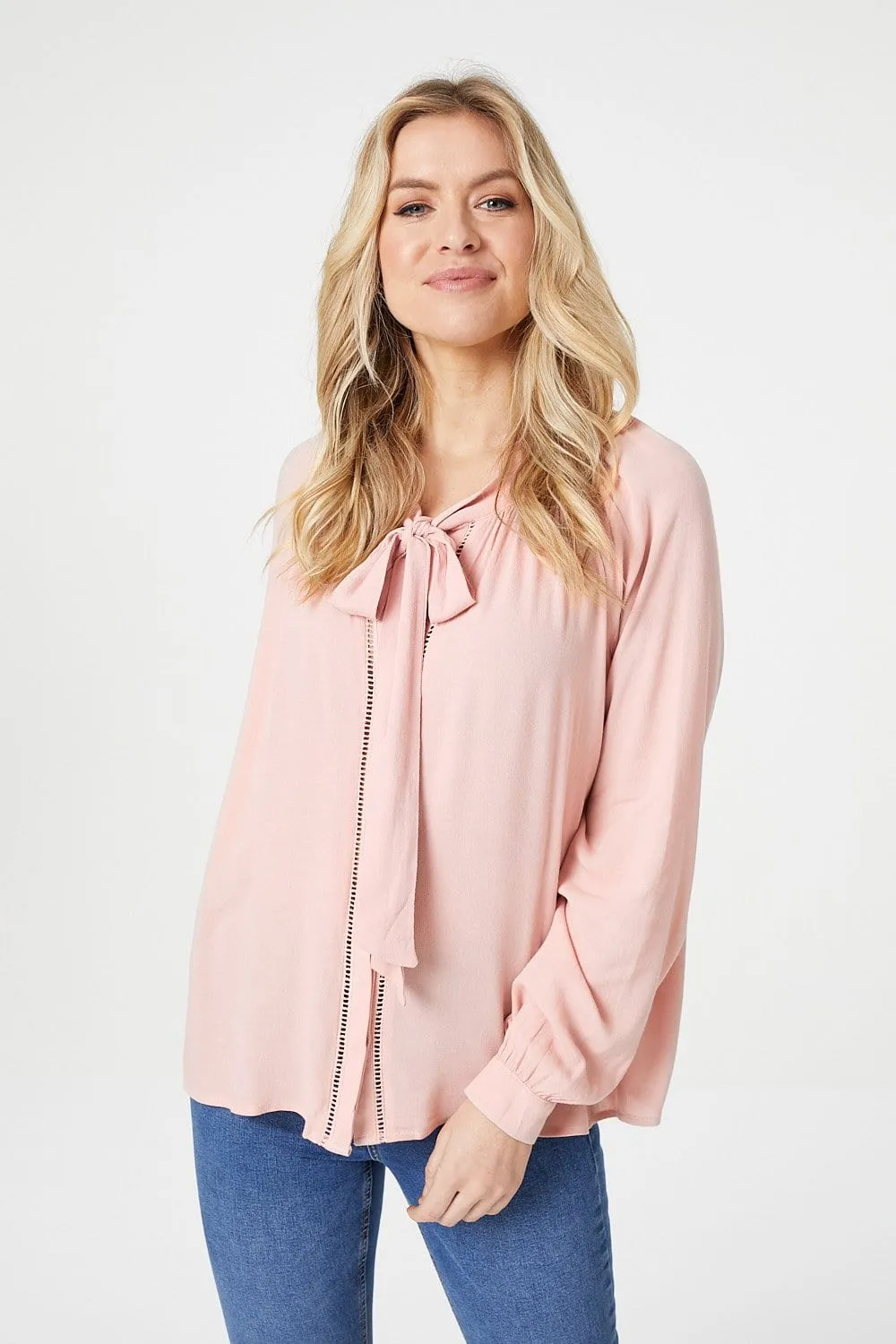 Tie Neck Long Sleeve Blouse