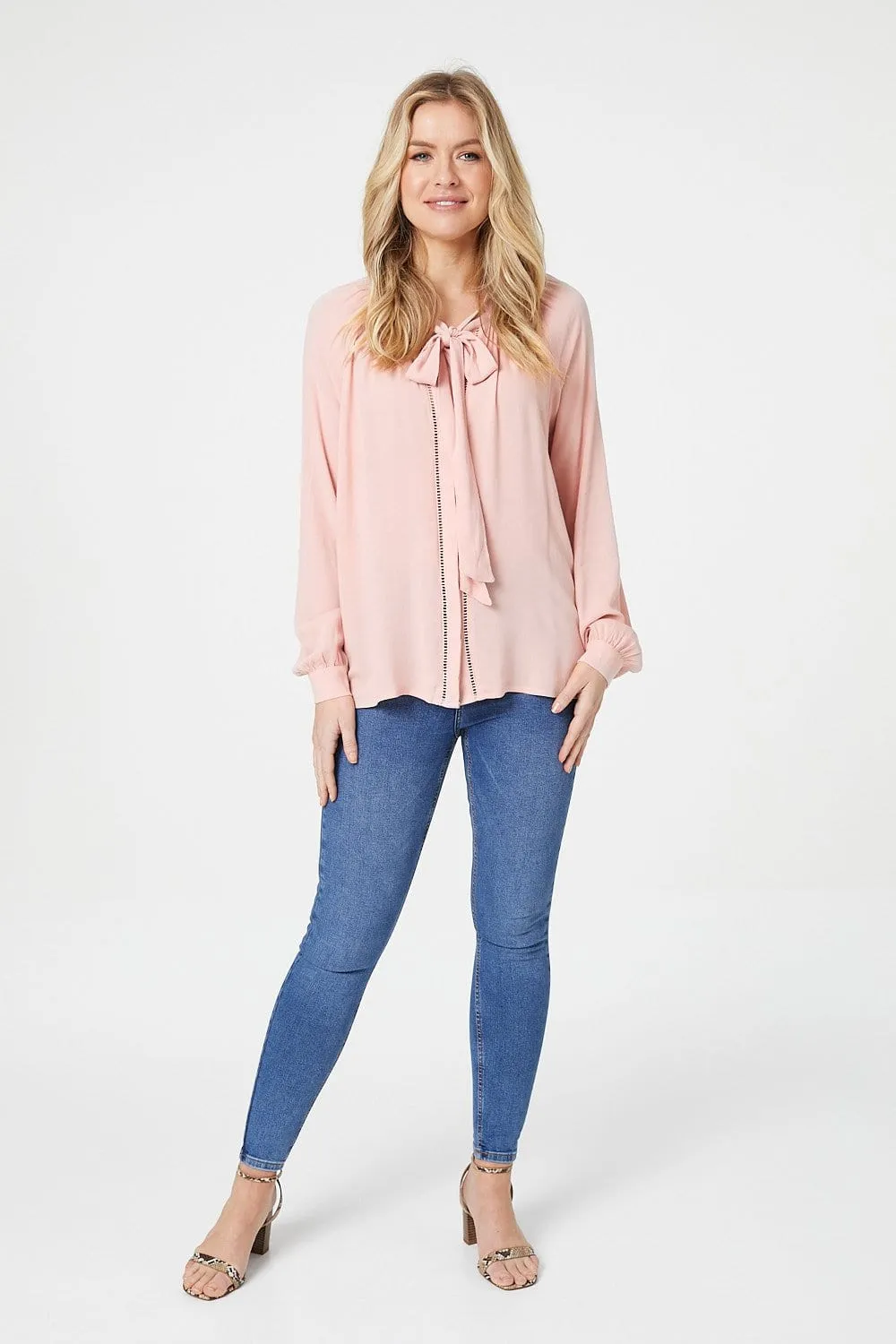 Tie Neck Long Sleeve Blouse