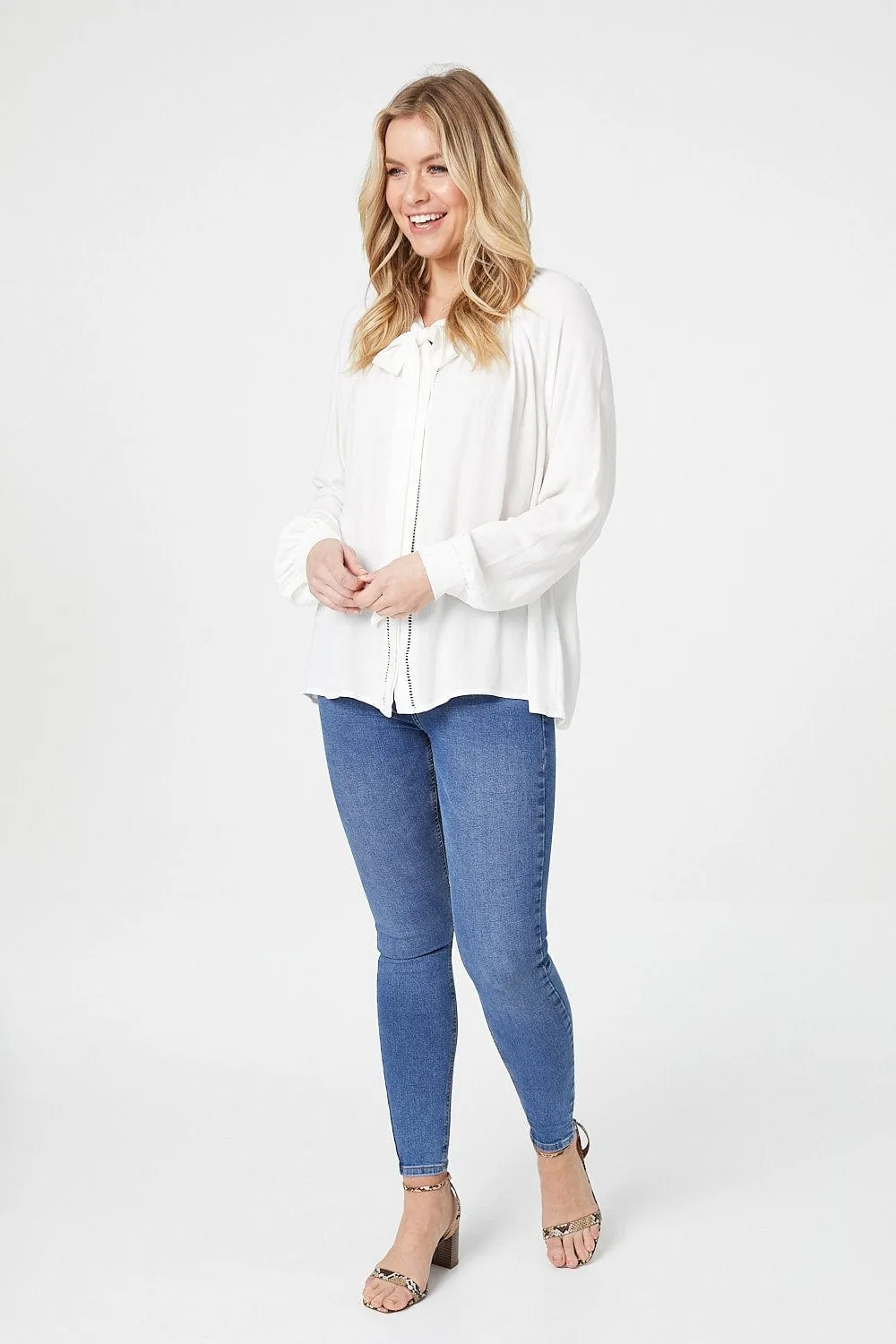 Tie Neck Long Sleeve Blouse