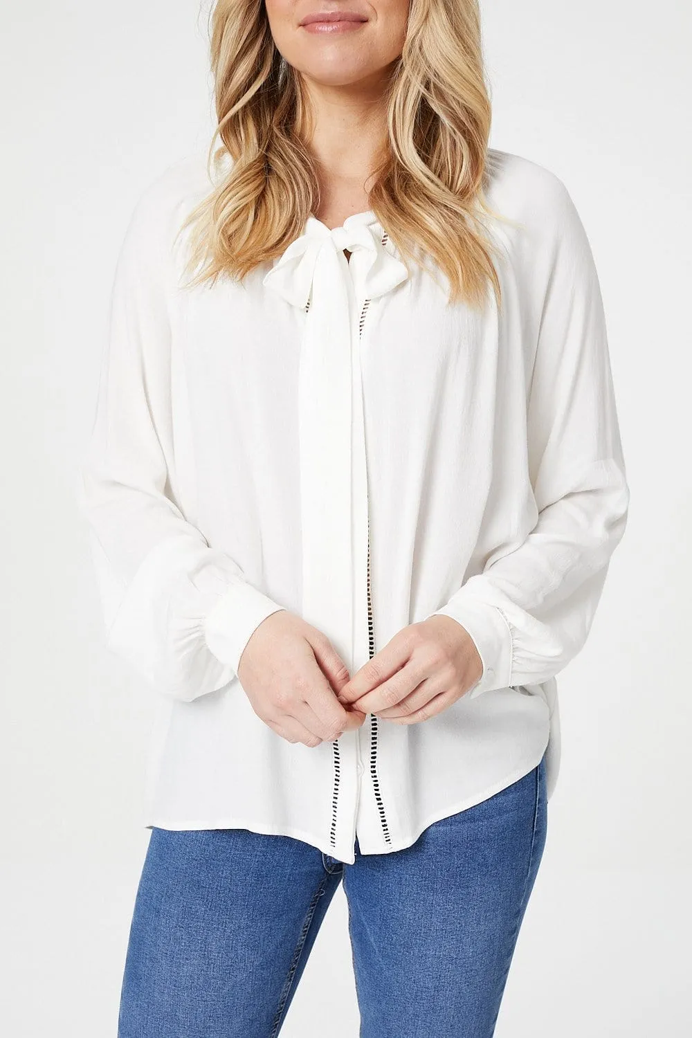 Tie Neck Long Sleeve Blouse