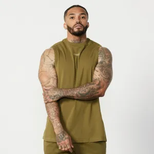 Vanquish Essential Olive Green Oversized Sleeveless T Shirt