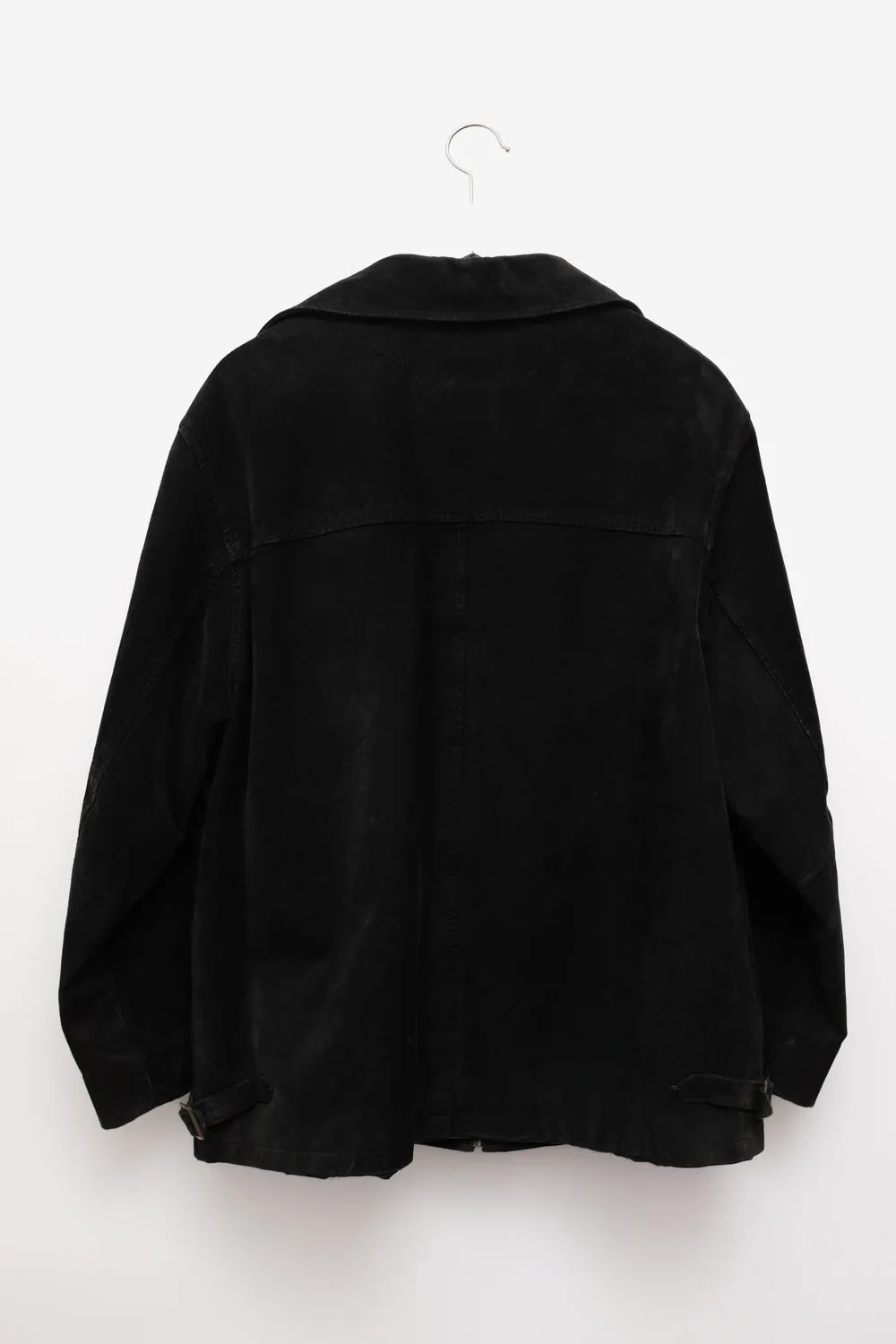 WARM BLACK SUEDE LEATHER SHIRT JACKET